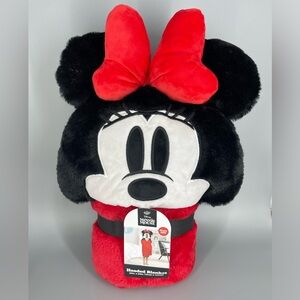 Disney Minnie Mouse Plush Hooded Blanket - Red 30” x 50” - New